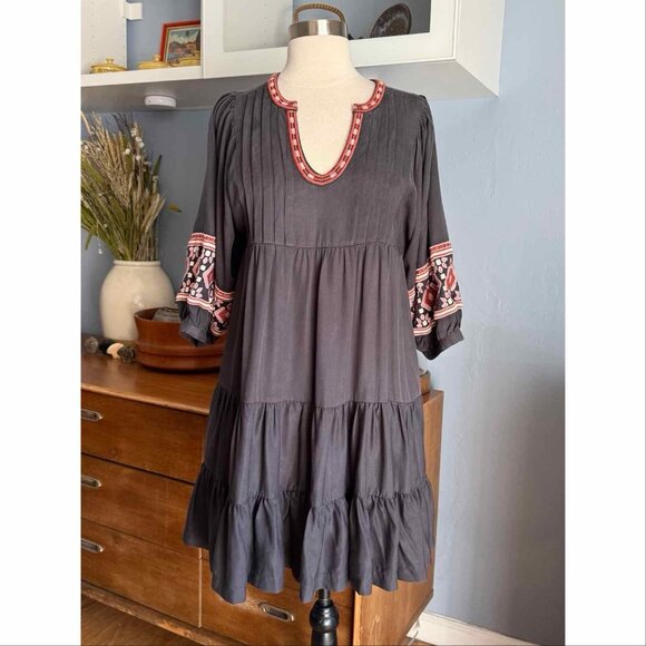 Marine Layer Olema Long Sleeve Mini Dress Embroidered Boho Prairie - Picture 6 of 10